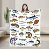 Fishing Cartoon Fish Blanket Quality Super Warm  Throw Blanket Spring Decorative Couch Bed Fluffy Bedspread