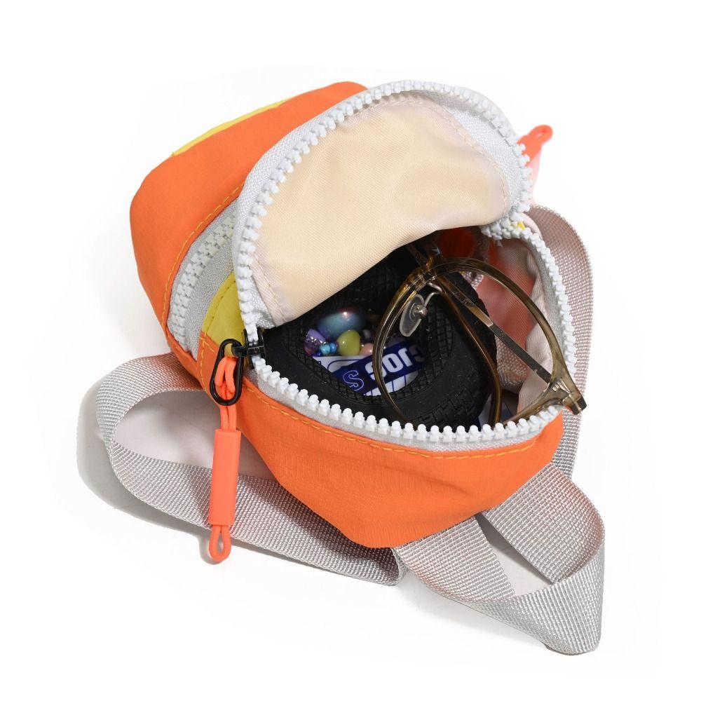 Color-blocked Mini Backpack Coin Purse Colorful Canvas Coin Bag Earphone Storage Bag Daily