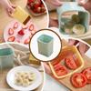 Fruit Platter Slicer Egg Strawberry Banana Press Stainless Steel Slicer Salad Making Kitchen Gadget with Cleaning Brush Fork