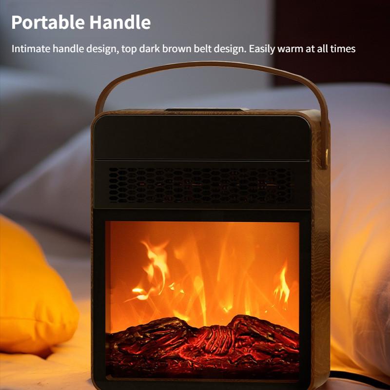 Simulated Flame Warm Air Blower Graphene Fireplace Heating Machine Portable Household Electric Heater