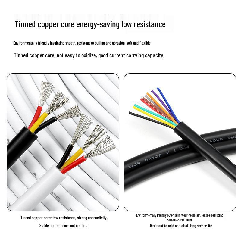 US Standard 2464 Multi-core Sheathed Cable, 14-30AWG Tinned Copper Signal Wire, available in 2-10 cores for power connections.