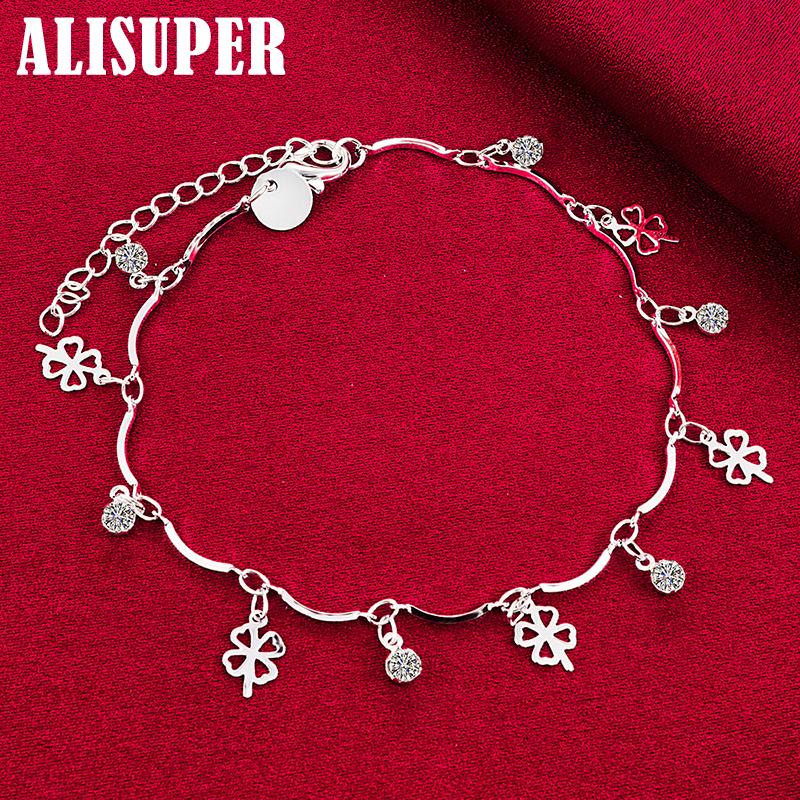 Bracelet trèfle en argent Sterling 925, Zircon AAA, bijoux
