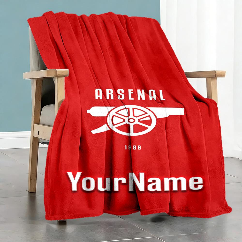 Arsenal Personalized Text Blanket Throw Personalized Blanket Warmthful Decor Perfect for Picnics Office Chair Couch Seaside Four Seasons Multipurpose