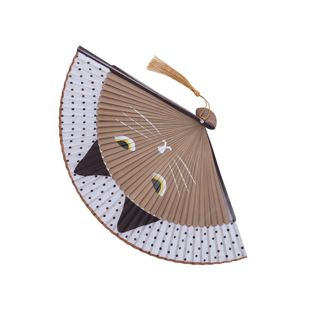 Folding Fan Cat Pattern Elegant Japanese Style Handheld Portable Cooling Tool for Gifts Wedding