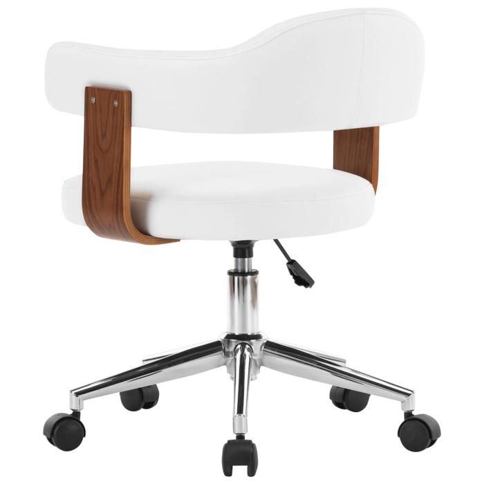VidaXL Chaise pivotante de bureau Blanc Bois courbé et similicuir