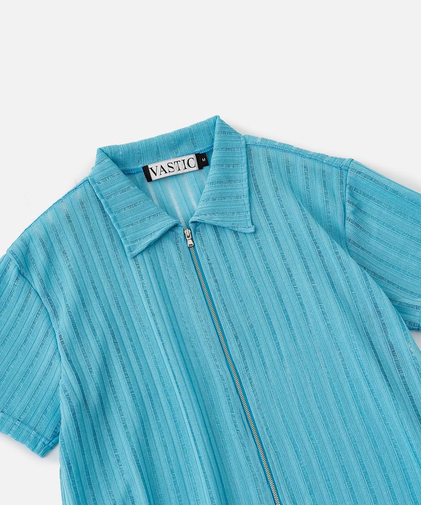 VASTIC Zip-Up See-Through Half Knit_Blue