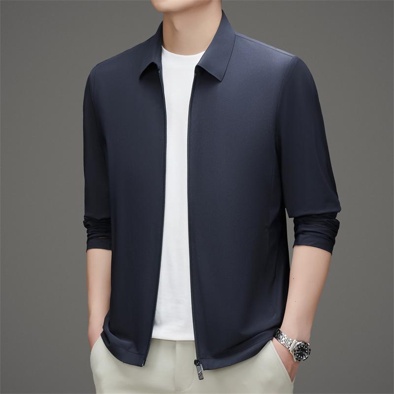 Summer Lapel Sunscreen Clothes Men's Summer Light and Thin Business Casual Outdoor Breathable Jacket Loose Dad Outfit