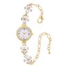 Roman-Scalped Quartz Bracelet Watch Diamond Embedded Adjustable Vintage Round Ladies Watches Gemstone Flower Clasp Alloy Case
