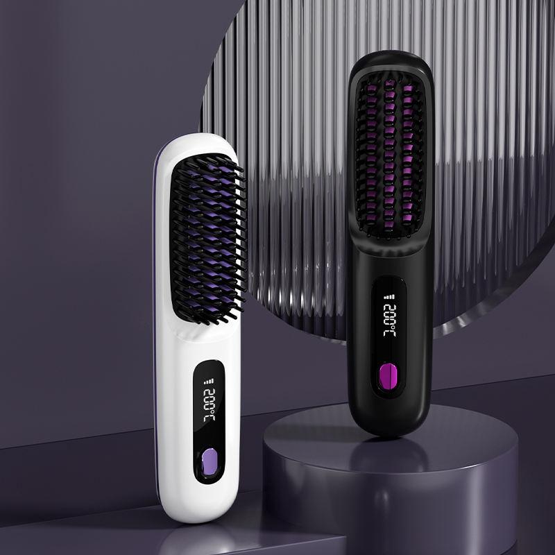 Anti-Static Hair Straightener Brush with Conditioning Function Portable Straightening Comb for Healthy-Looking Hair