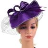 MAGICLULU Women’s Purple Fascinator Hat Headband Cocktail Tea Party Bridal Hairpiece Elegant Linen Mesh Accessory for Special Occasions