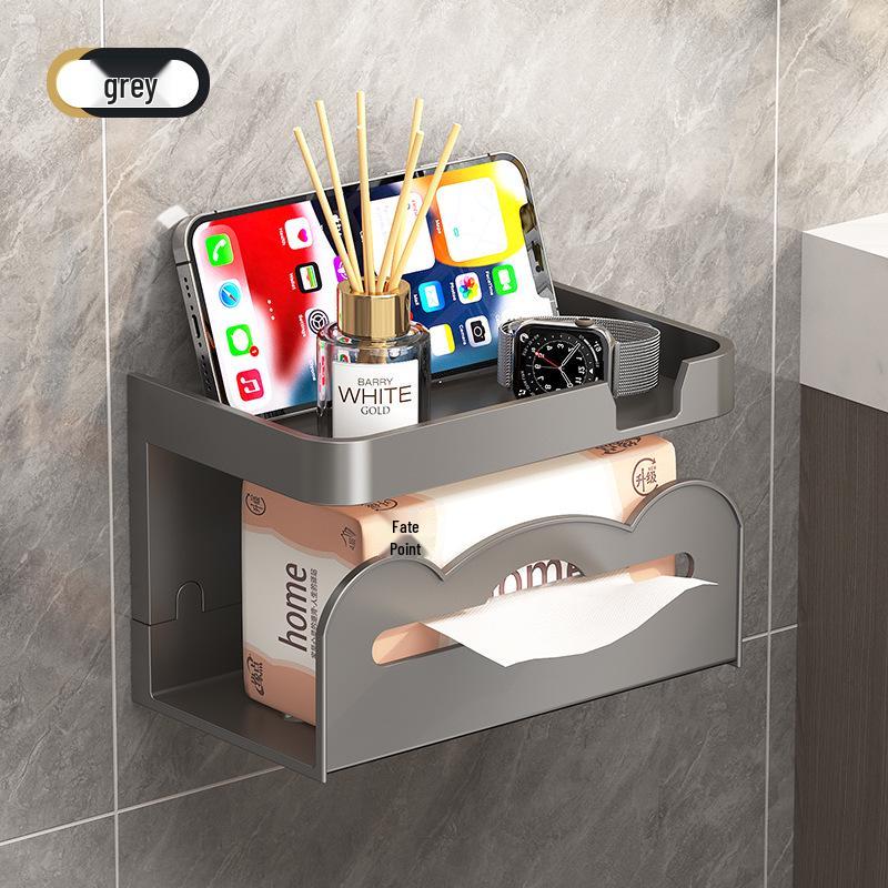 Wall-Mounted No-Punch Bathroom Tissue and Towel Holder