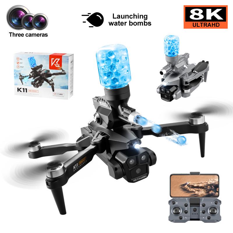 K11MAX Brushless Drone with Triple Camera, HD Aerial Photography, Water Bomb Launch, and Four-Axis Remote Control