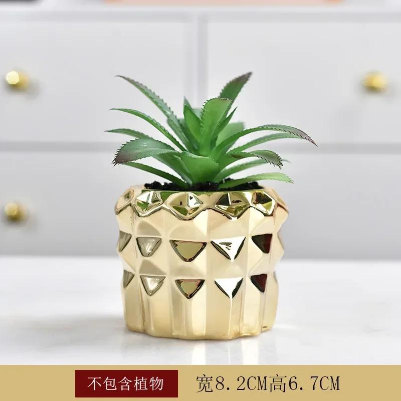 Electroplated Golden Ceramic Succulent Flower Pot Home Decor Horticultural Potted Creative Tabletop Plant Pots Floral Utensils
