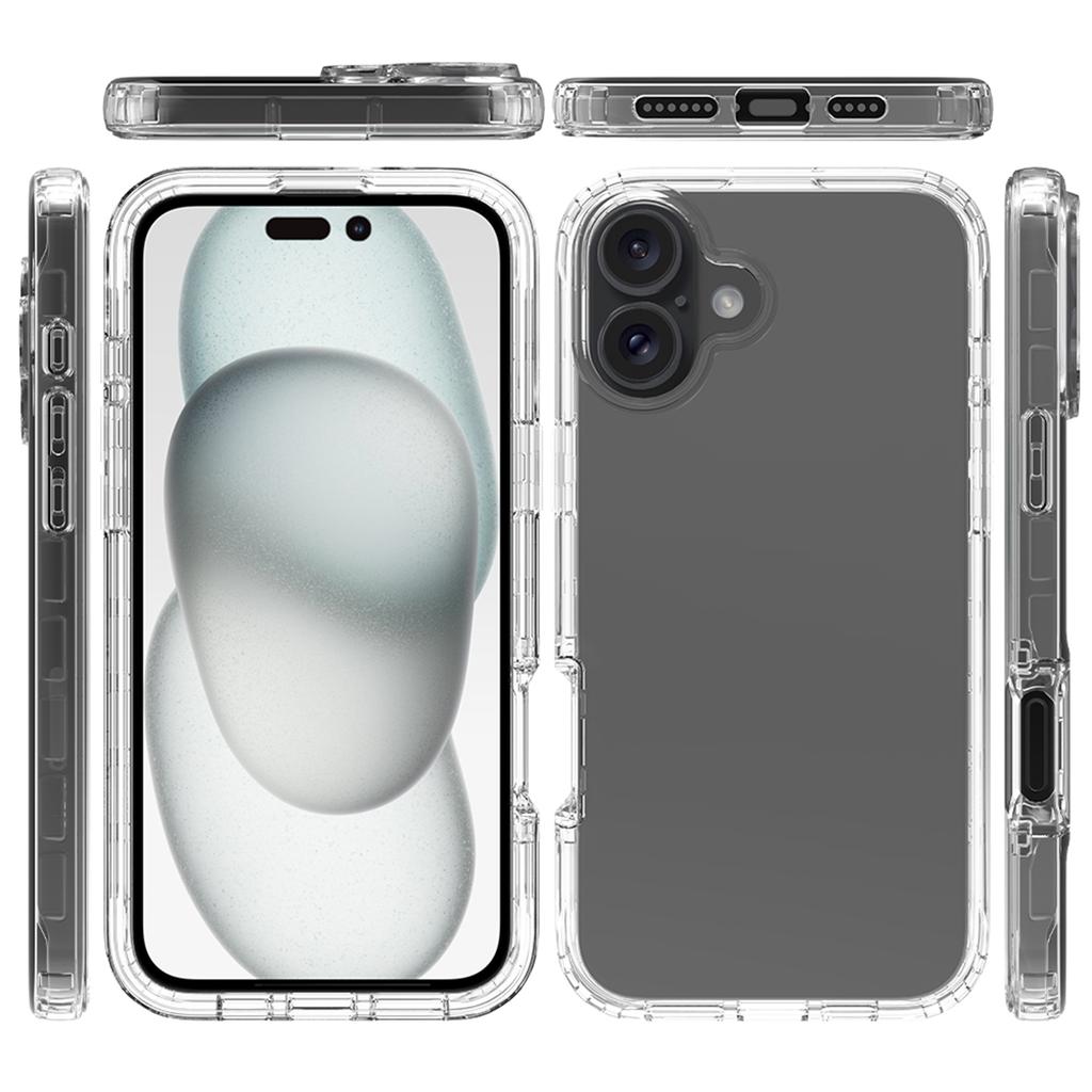 For iPhone 16 Plus Case TPU+PC Full Protection Shockproof Phone Cover with PET Screen Guard