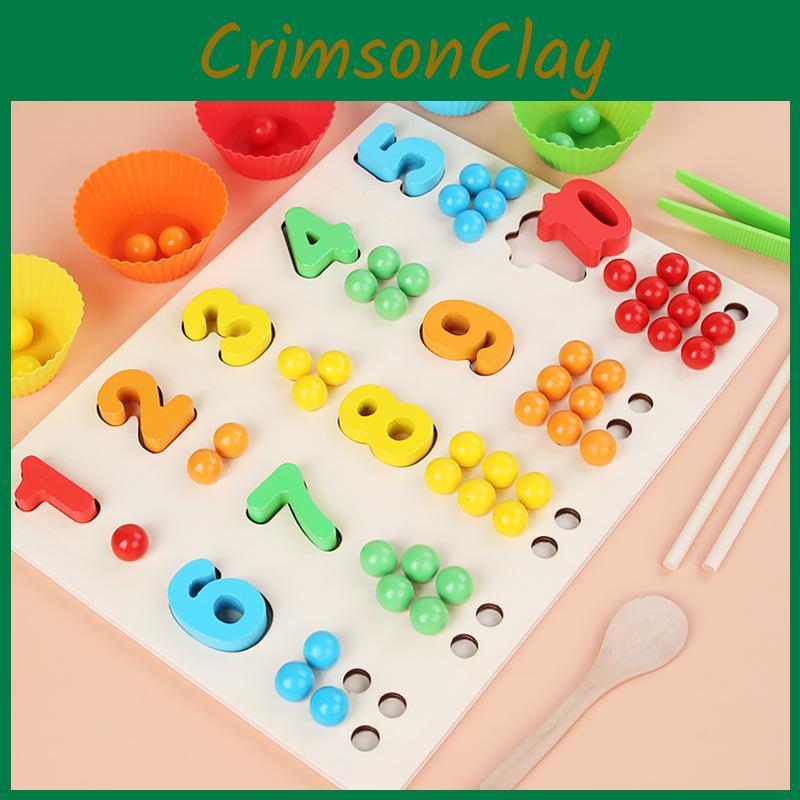 Wooden Number Color Bead Sorting Board Educational Toy For Learning Toddlers
