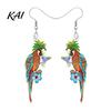 Hypoallergenic Hooks for Sensitive Ears 1 Pair Cute Acrylic Parrot Earrings, Tropical Animal Dangle Vibrant Feather Pattern Earrings Women,