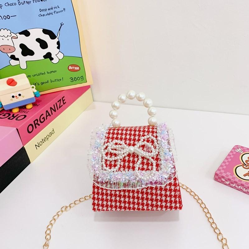 Red Lovely Plush Crossbody Bag With Adorable Characters Ideal For Kids Stylish Daily Wear