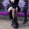 Fashion Punk Style Women Boots Lace-up Heel Height Platform Shoes Woman Gothic Ankle Rock Boots Metal Decor Woman Sneakers 2025