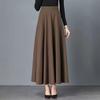 Maxi Skirt High Waist A-Line Long Skirt with Pockets Breathable Slimming Large Hem Design Office Lady Skirt