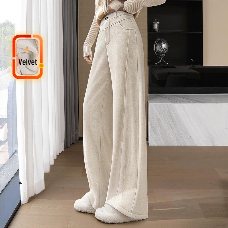 

Women s Fleece-Lined High-Waist Wide-Leg Pants M