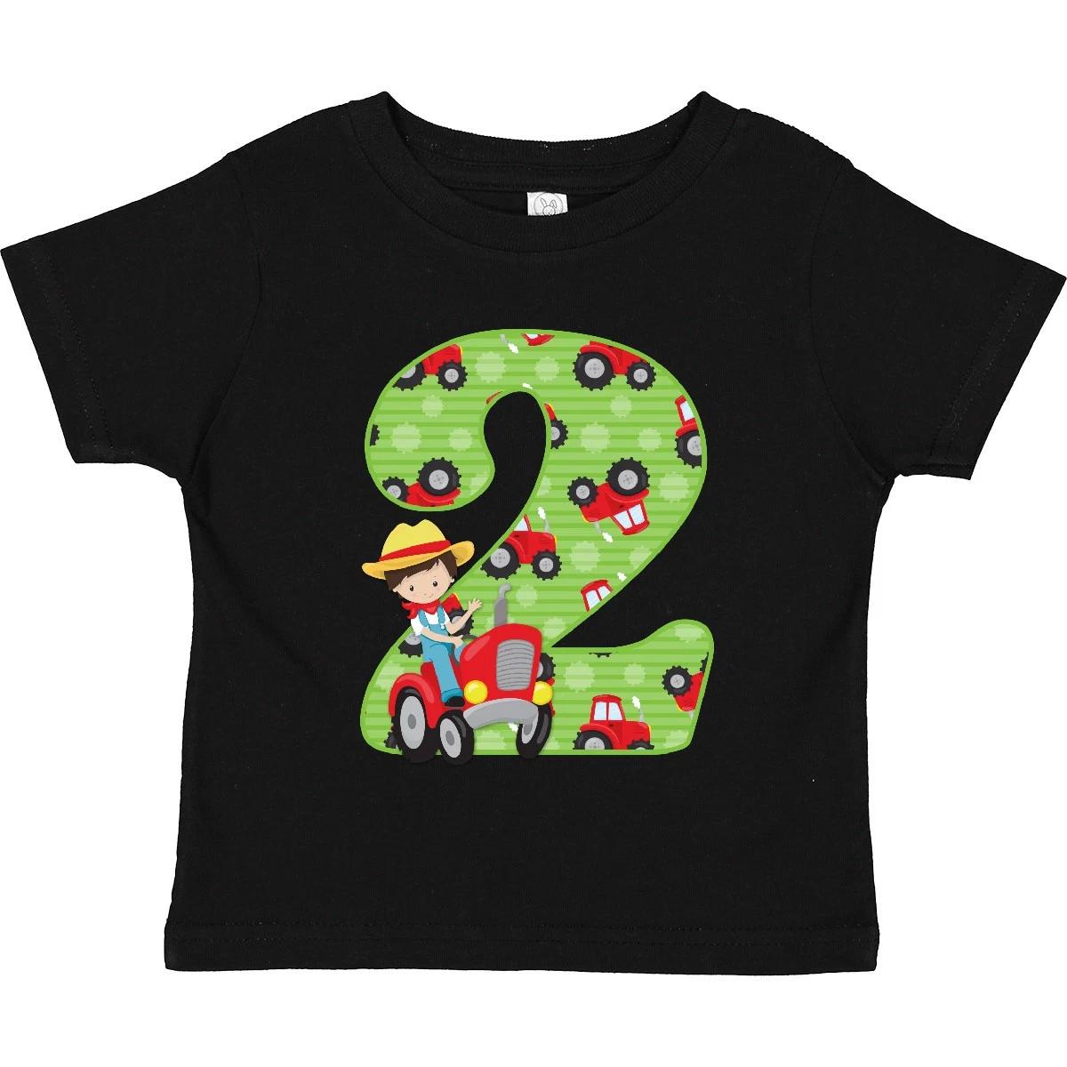 Inktastic Tractor Boy 2nd Birthday Toddler kids boys T-Shirt Farmer Farm Eieio Two Old Kid 160