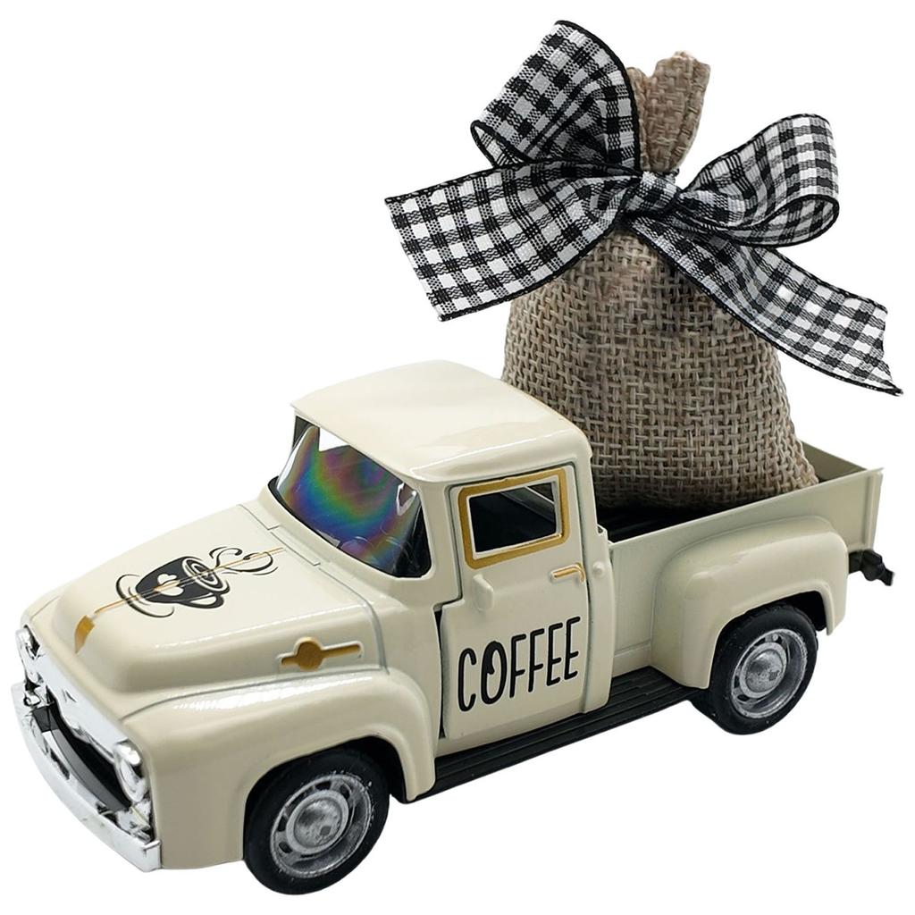 Bauernhaus Kaffee Bar Dekorationen Mini Metall LKW Modell mit abnehmbarem Jutesack Dekorationen für Küche und Etagenständer Präsentation