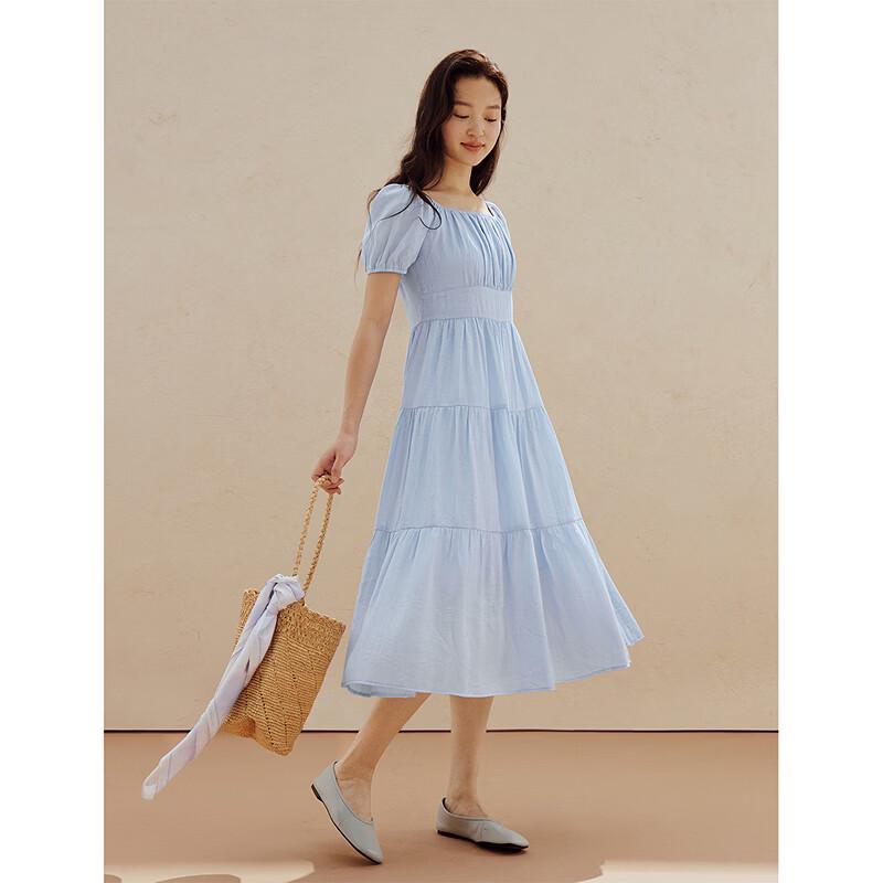 INMAN French Square Collar Midi Dress