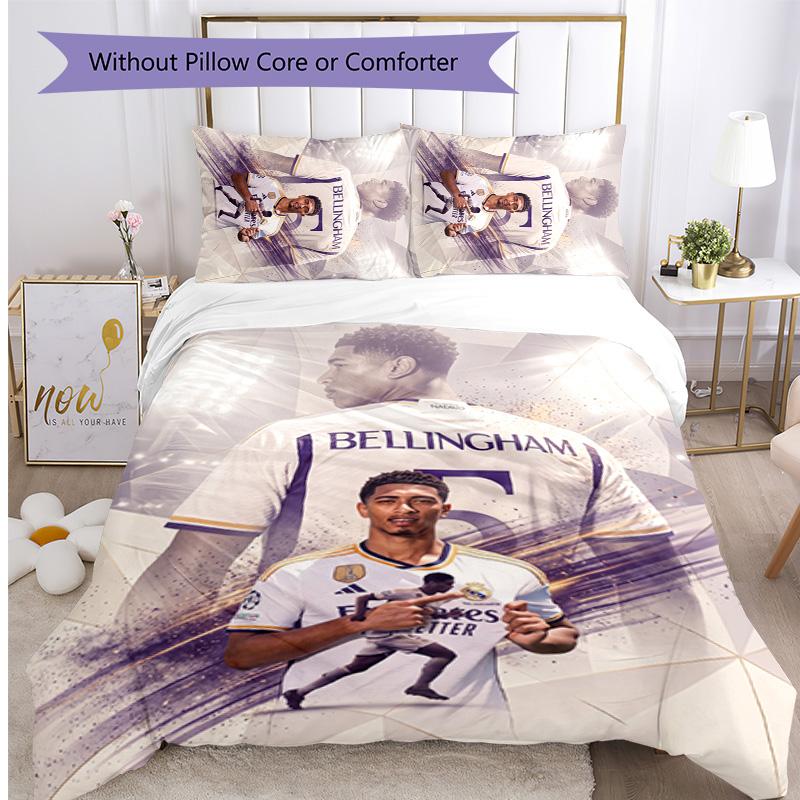 Set Lenzuola 3 Pezzi Stampato Jude Bellingham Traspirante Copripiumino con Federe Biancheria da Letto Decorativa per Camera da Letto Casa
