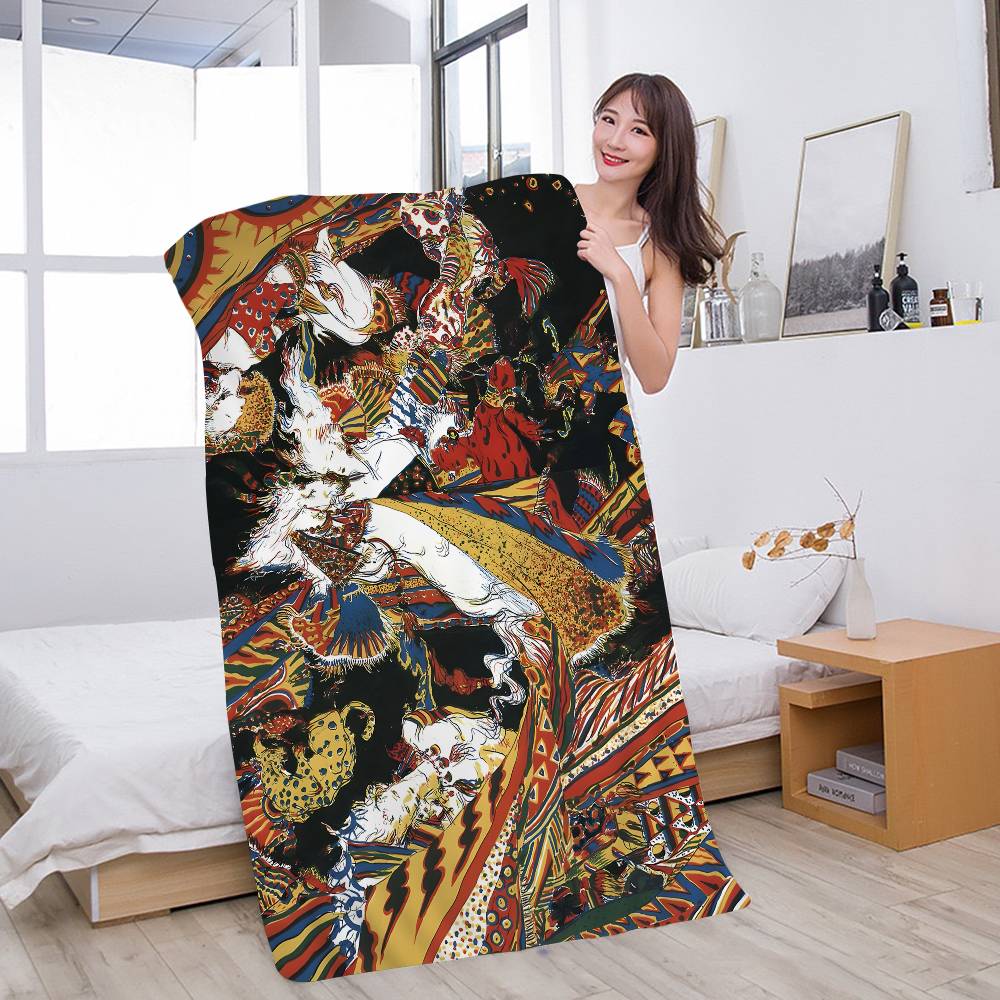 

Y-Yoshitaka Amano Art Microfiber Blanket Quick Drying Beach Towels Oversized Printing Super Absorbent Pool Towel Blanket W40*H60(CM)