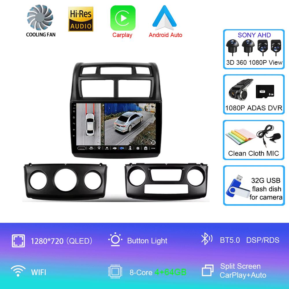 Car Radio Android 14 For Kia Sportage 2 2004 2005 2006 2007-2010 Navigation GPS Multimedia Video Player Stereo Wireless Carplay