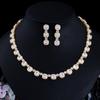 Zircon Necklace Earrings Set Chain Full Diamond Wedding Dress Dinner Accessories Two-Piece Set