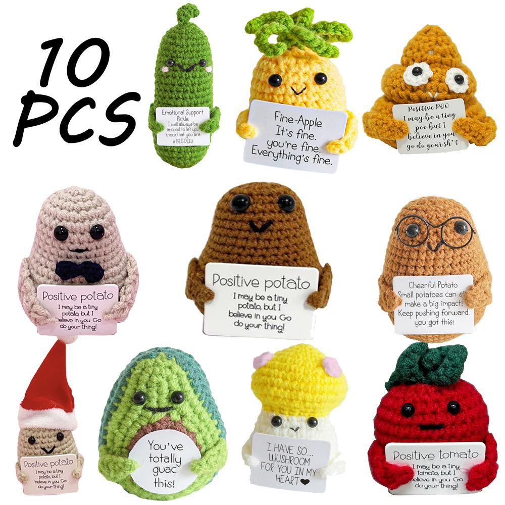 10PCS Positive Cute Potatoes Home Room Decor Mini Handmade Plush Ornament Knitting Wool Yarn Doll Birthday Gifts Room Decoration