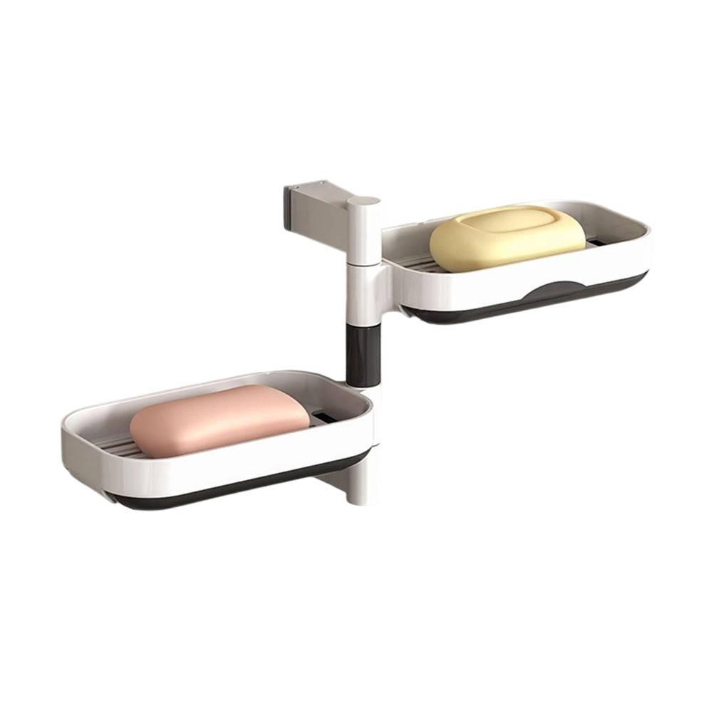 

Folding Towel Rack Multi-layer Storage Rotary Soap Box Ample Storage Space two-layers