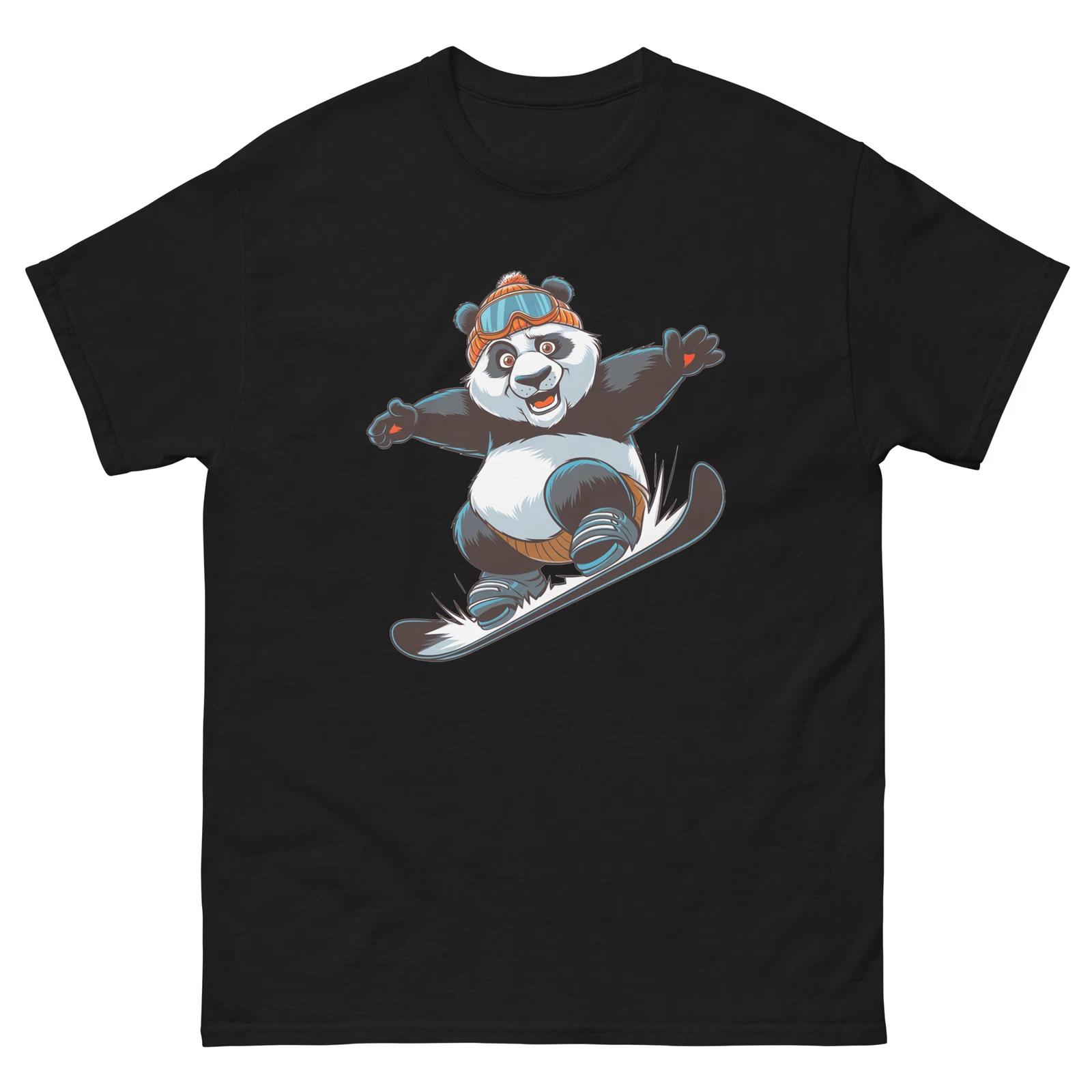Panda Snowboarding Fun Cartoon Snowboarder Shirt T-Shirt M