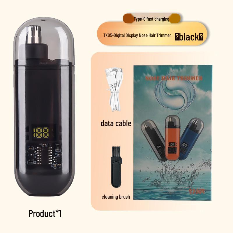 Compact Digital Nose Hair Trimmer with Washable Cutter Head and Display.