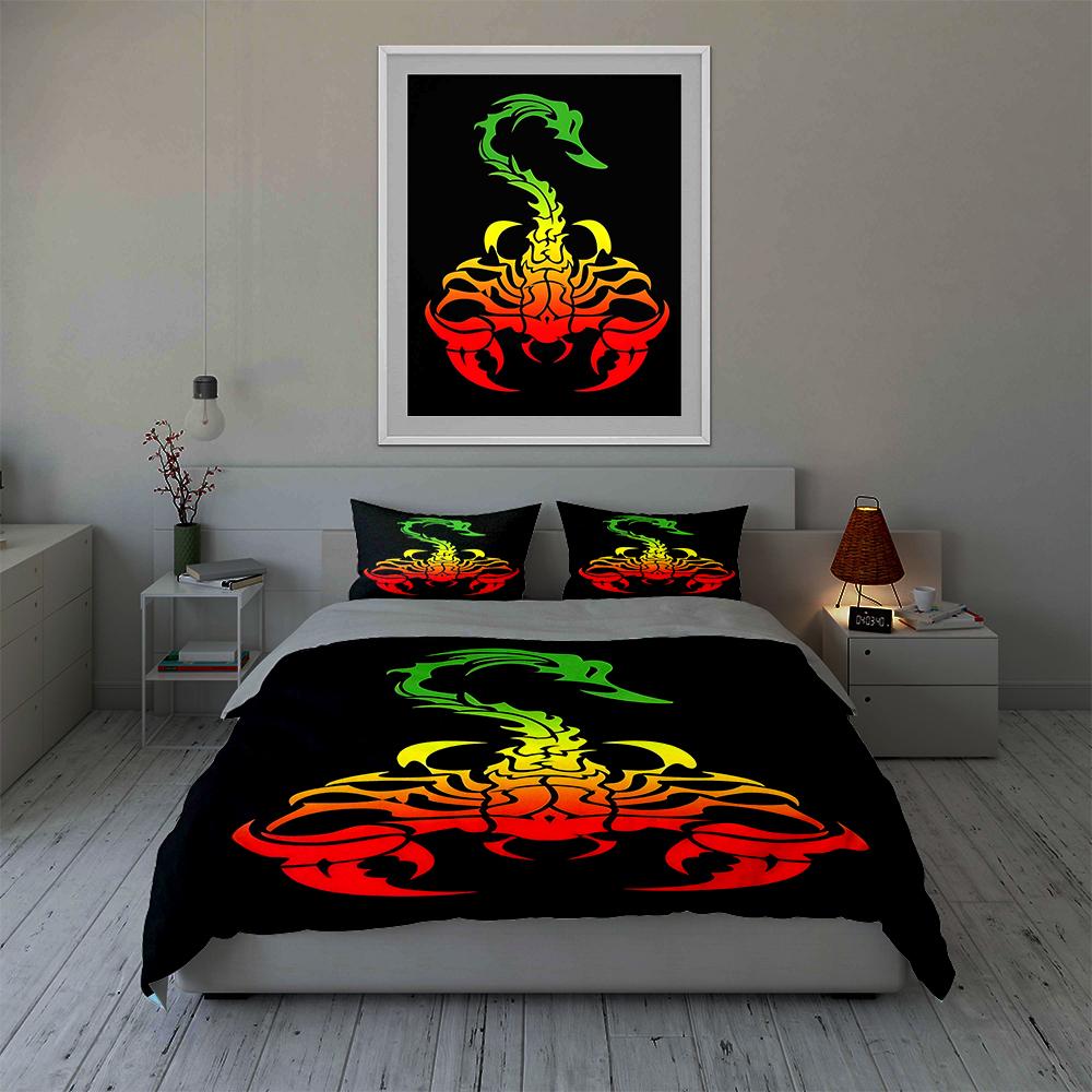 Fiery Scorpion Silhouette Bedding Duvet Cover Sets Duvet Covers Pillowcases Gifts (1 * Duvet Cover 2 * Pillowcases, Without Duvet Insert)