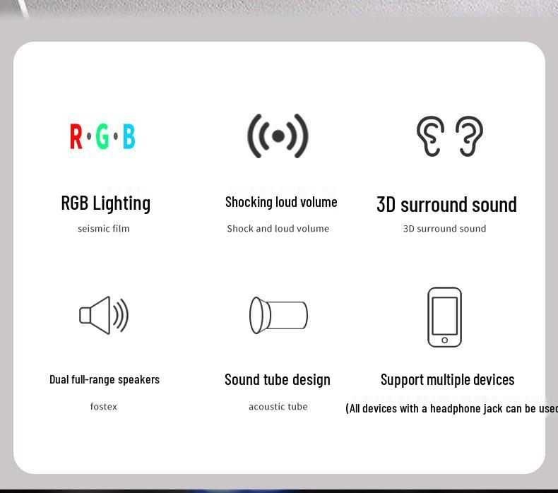 Atmosphere Light USB Wired Computer Speakers 2.0 - Compact Home/Office Sound System (Q9)