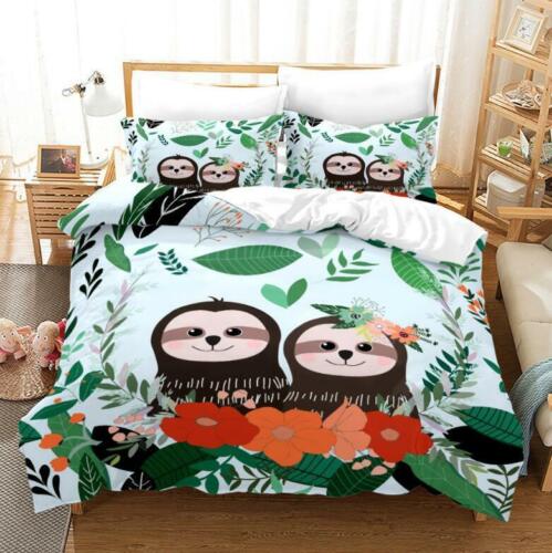 Bettbezug-Set mit Faultier-Motiv, Folivora, Steppdecke, Bettbezug, Kissenbezug, Einzelbett, Doppelbett, Kingsize