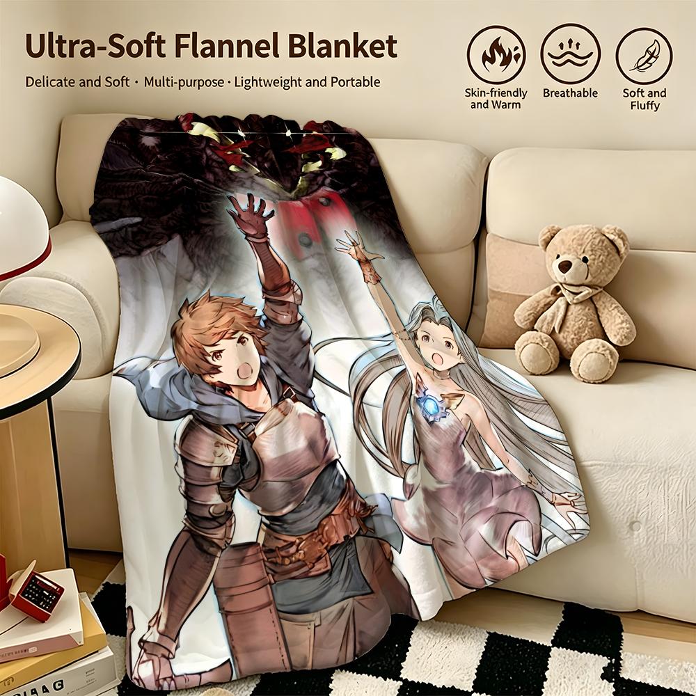 Game G-Granblue Fantasy-y Throw Warm Soft Flannel Blanket, Multi-use for Sofa Bed Camping Travel Nap