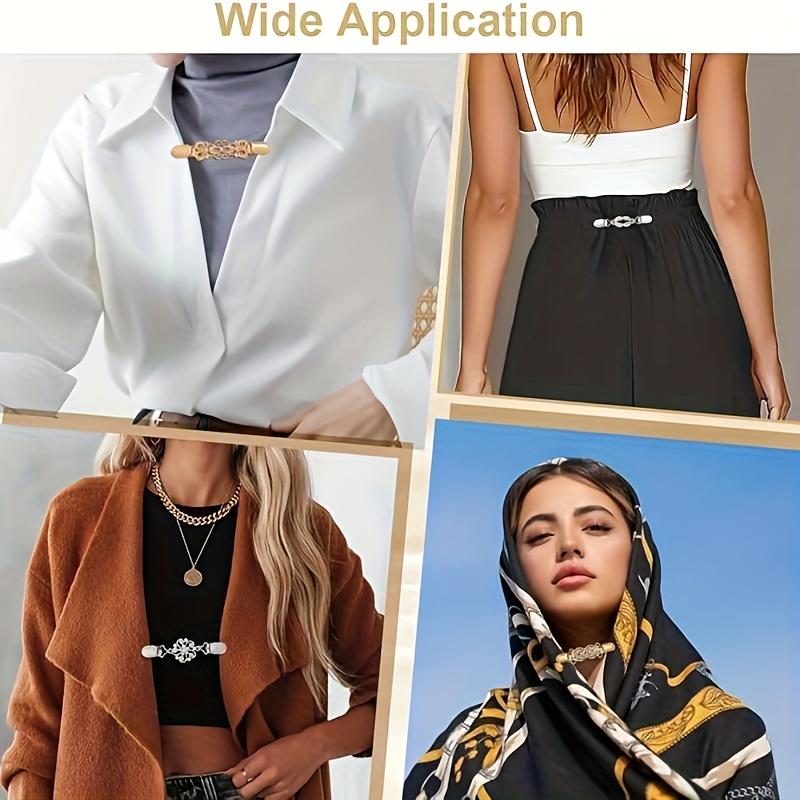 4Pcs Vintage Style Adjustable Waist Clips for Women, Metal Brooch Pins for Dress, Sweater & Shawl