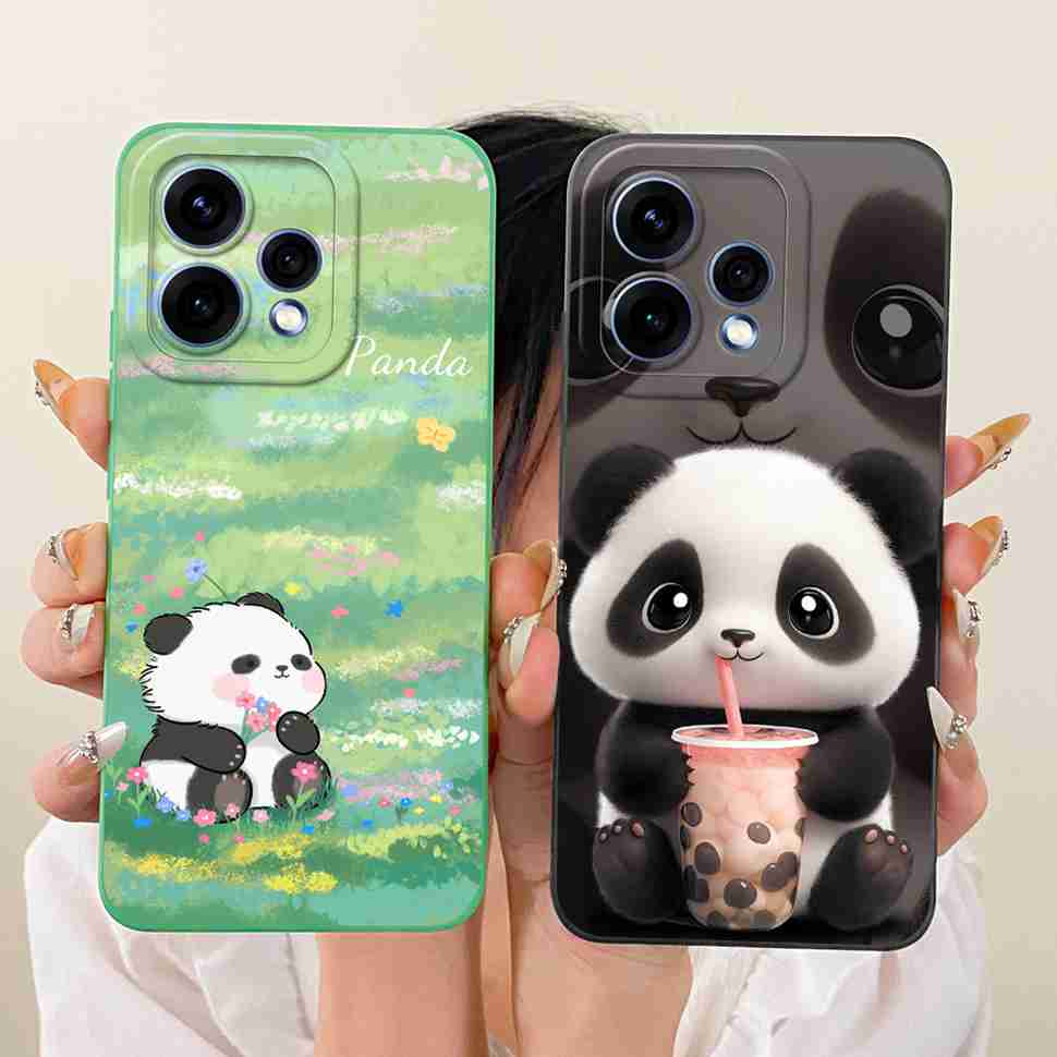 For Oppo Reno15 5G Case CPH2825 ilicone Back Cover For Oppo Reno 15C Reno15c 5G Cute Panda Cartoon Phone Cases Shockproof