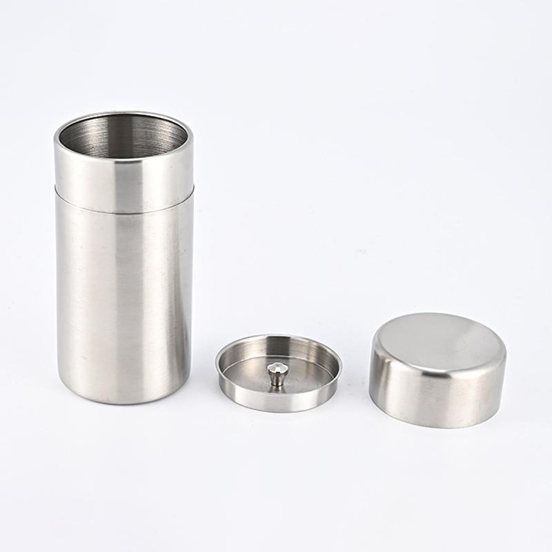 400/550Ml Tea/Coffee Canister With Airtight Double Lids For Loose Tin Containers Stainless Steel Storage