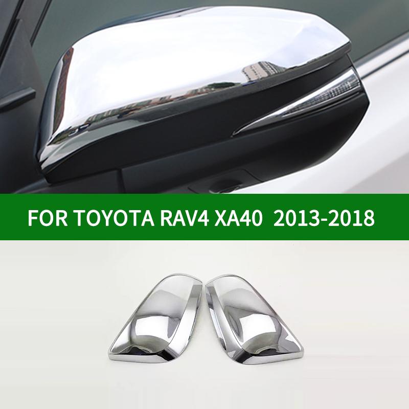 For TOYOTA RAV4 XA40 2013-2018 Car Rearview Mirror Cover Trim, Chrome Silver Side Turn Signal Mirror Covers 2014 2015 2016 2017