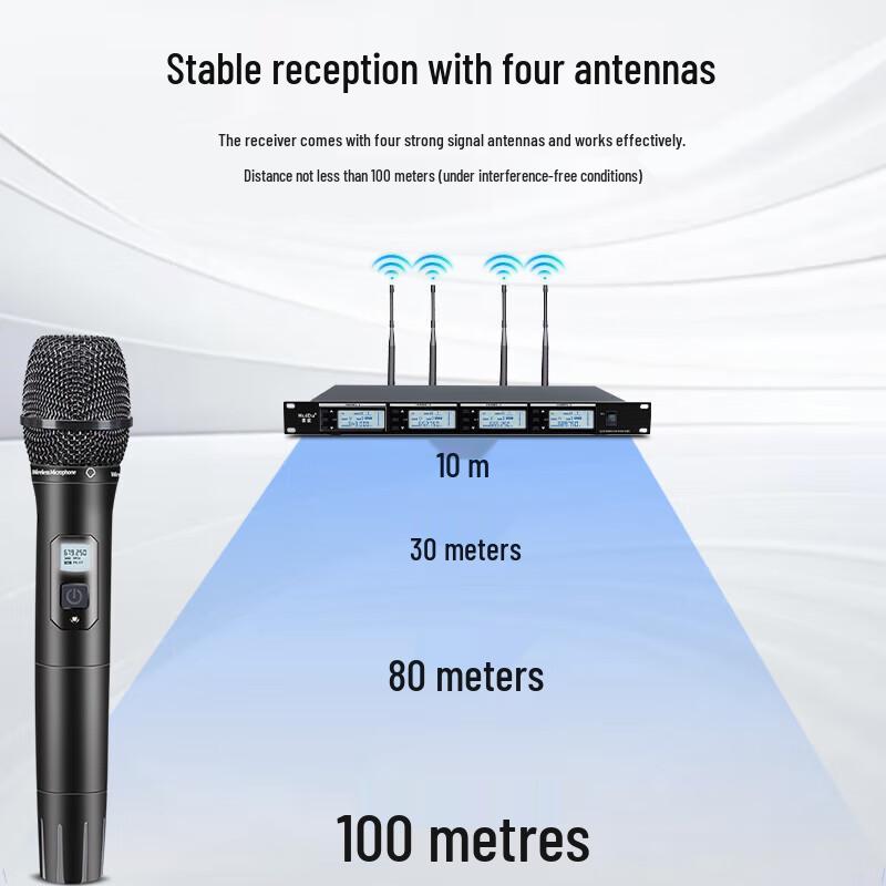 Huidu AT-400F Wireless 4-Channel Microphone System (CN version)