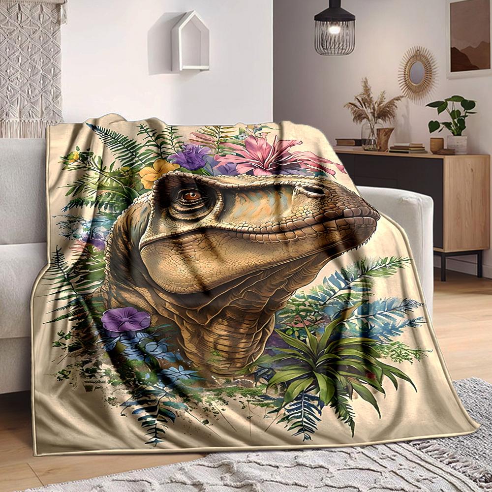 

1pc DinoFlora Blanket, Lightweight Flannel Throw Blanket For Sofa, Bed, Travel, Camping, Living Room, Office, Couch, Chair, And Bed 80cmx120cm