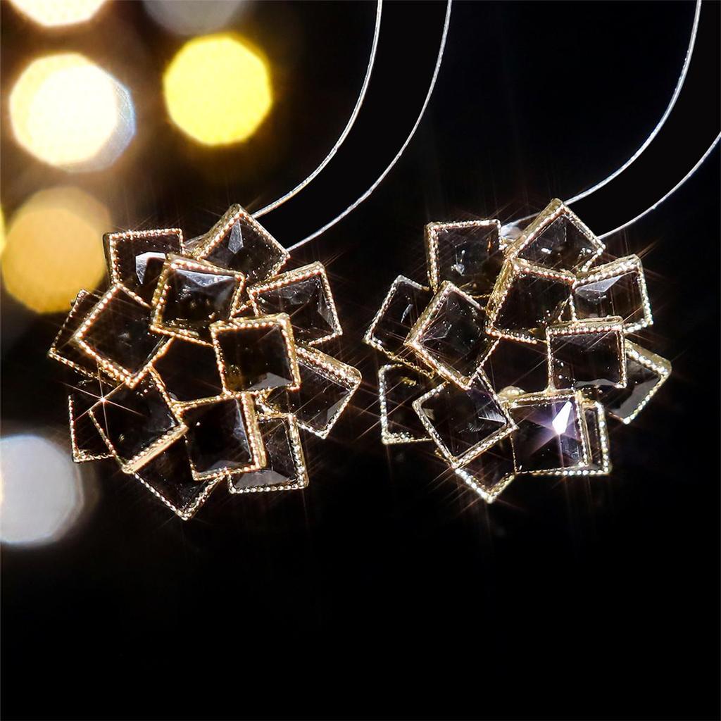 European and American Luxury Colorful Rhinestone Flower Stud Earrings for Women