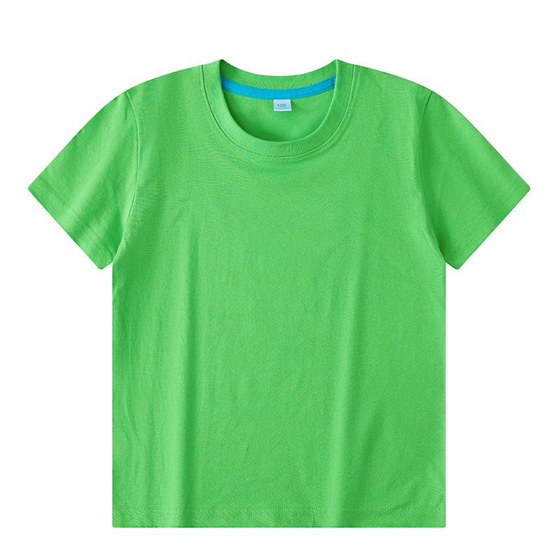 Children's Solid Color Combed Cotton T-Shirts for Activities, Class Uniforms, Group Wear, and Parent-Child Outfits - Short Sleeve