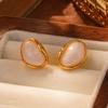 Spring and summer new geometric small fresh stud earrings 2026 simple Korean pink sweet silver needle temperament earrings