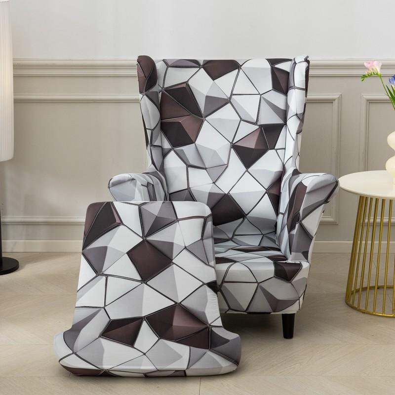 Návleky na křeslo 2 kusy/sada Potah natahovací pohovky Potisk Návleky na křeslo Chránič nábytku Pohovka Měkká s elastickým dnem