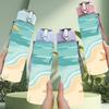1PC Ocean Palm Starfish Beach Print 750ml Color Plastic Sports Water Bottle Leakproof Flip Straw Lid Suitable for Sports Office Home Use